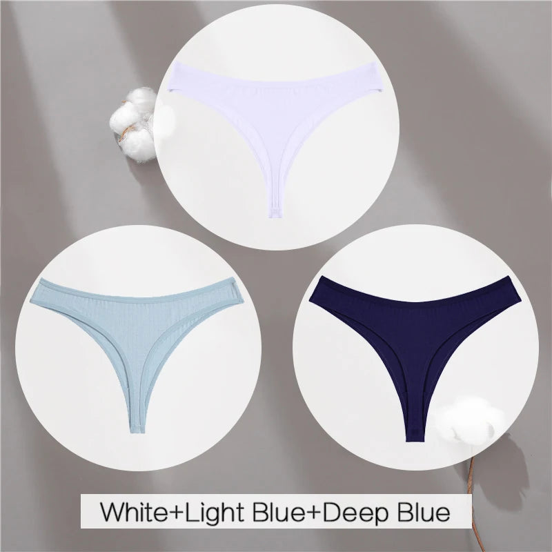 The 3-Pack Solid Color Cotton G-String