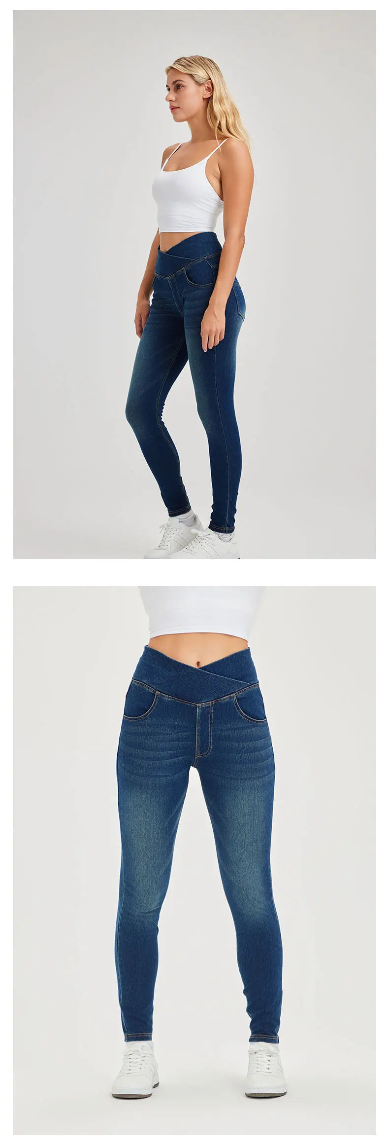 High Waist Cross Fit Women's Skinny Jeans Elastic Fitness Casual Pants Cotton Polyester Inner Lining Running Exercise Jeans