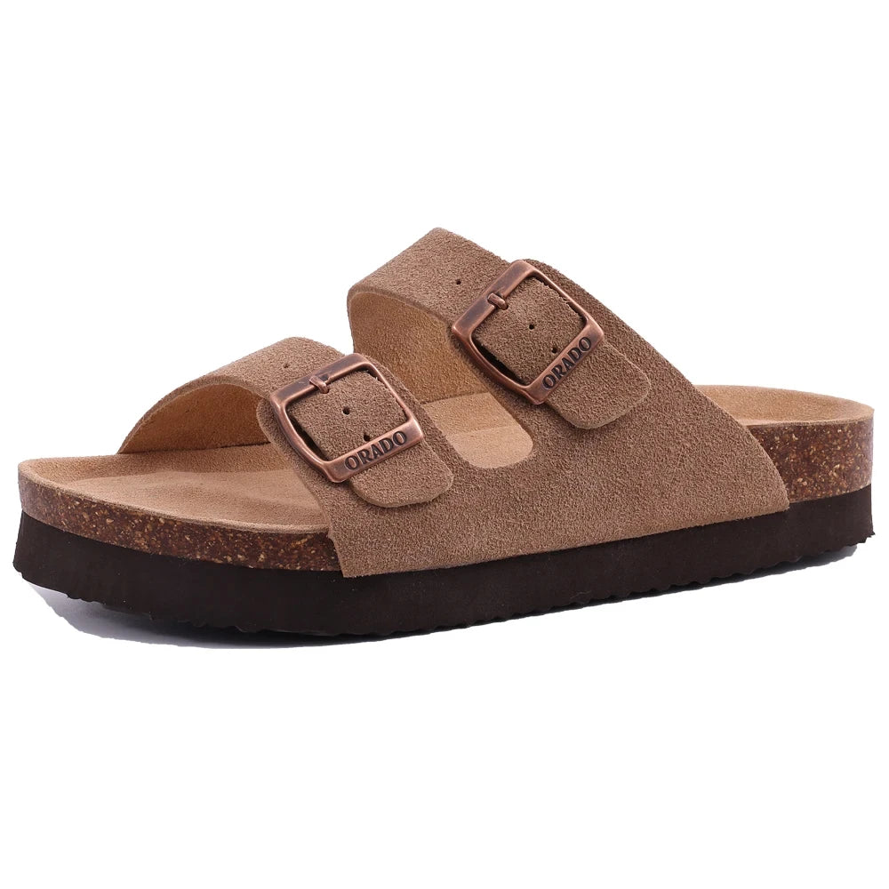 Kidmi Women's Genuine Suede Clogs Soft Footbed Leather Potato Shoes Comfort Slip On Clogs with Arch Support Fashion Home Slipper