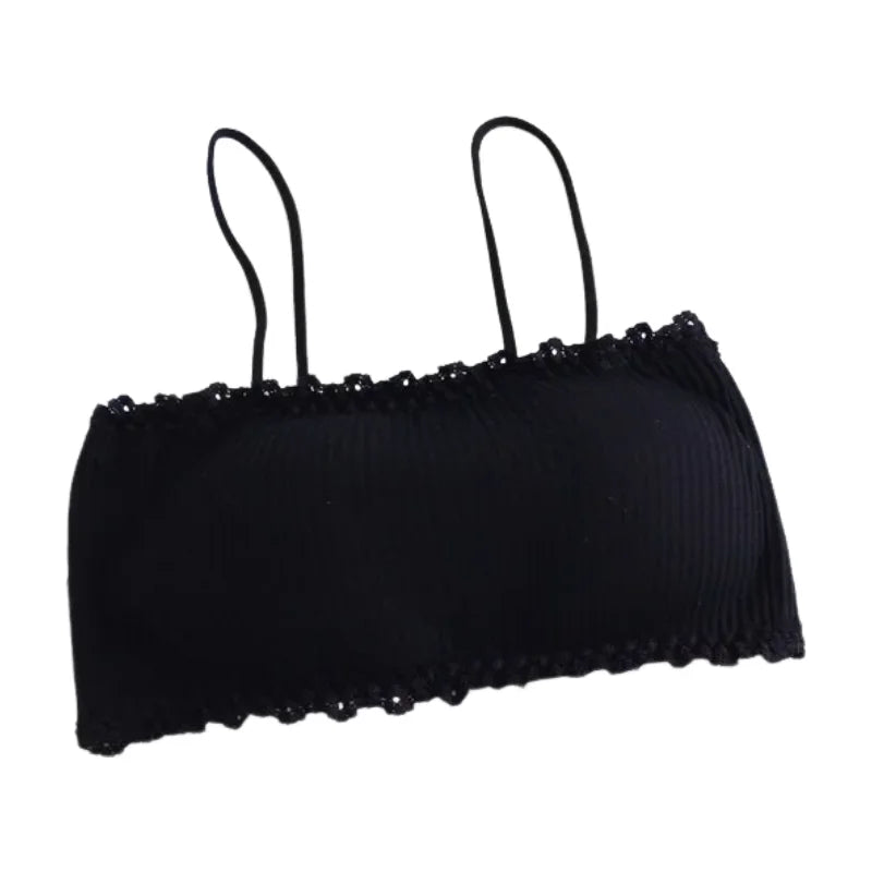 Cotton Camisole Top Girl No Underwire Chest Pad Adjustable To Fit Small Vest Wrap Bra Student Summer Women Bras Back Lace Sexy