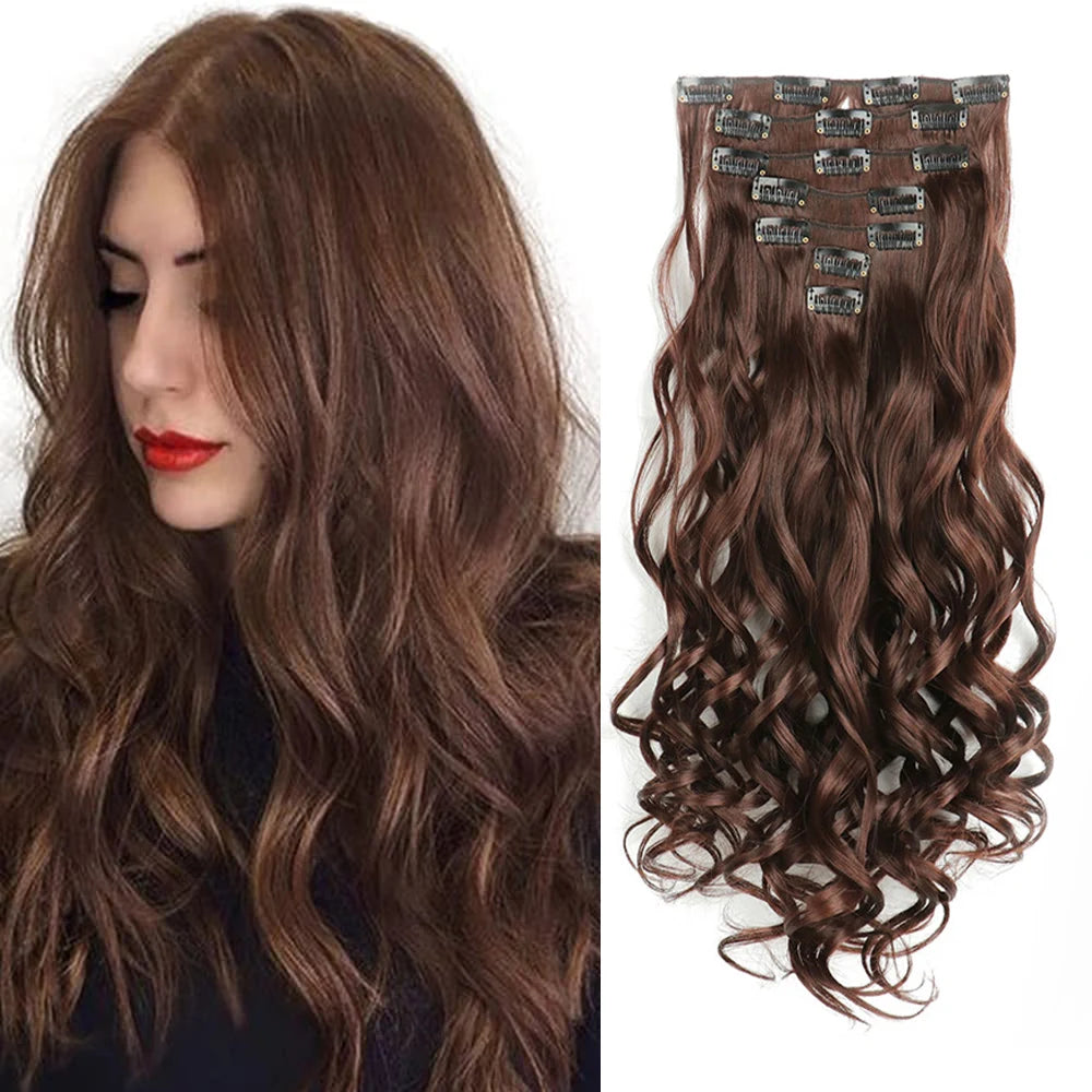 The 22-Inch Full Head Curly Wavy Clip-In Set (7pcs)