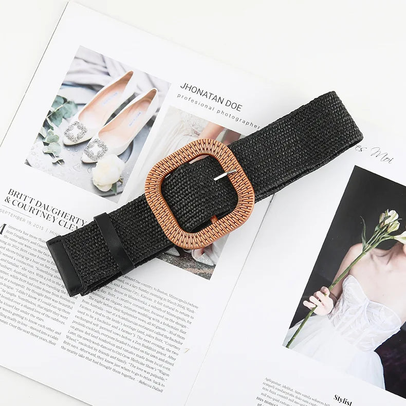 The Woven Straw Skinny Belt
