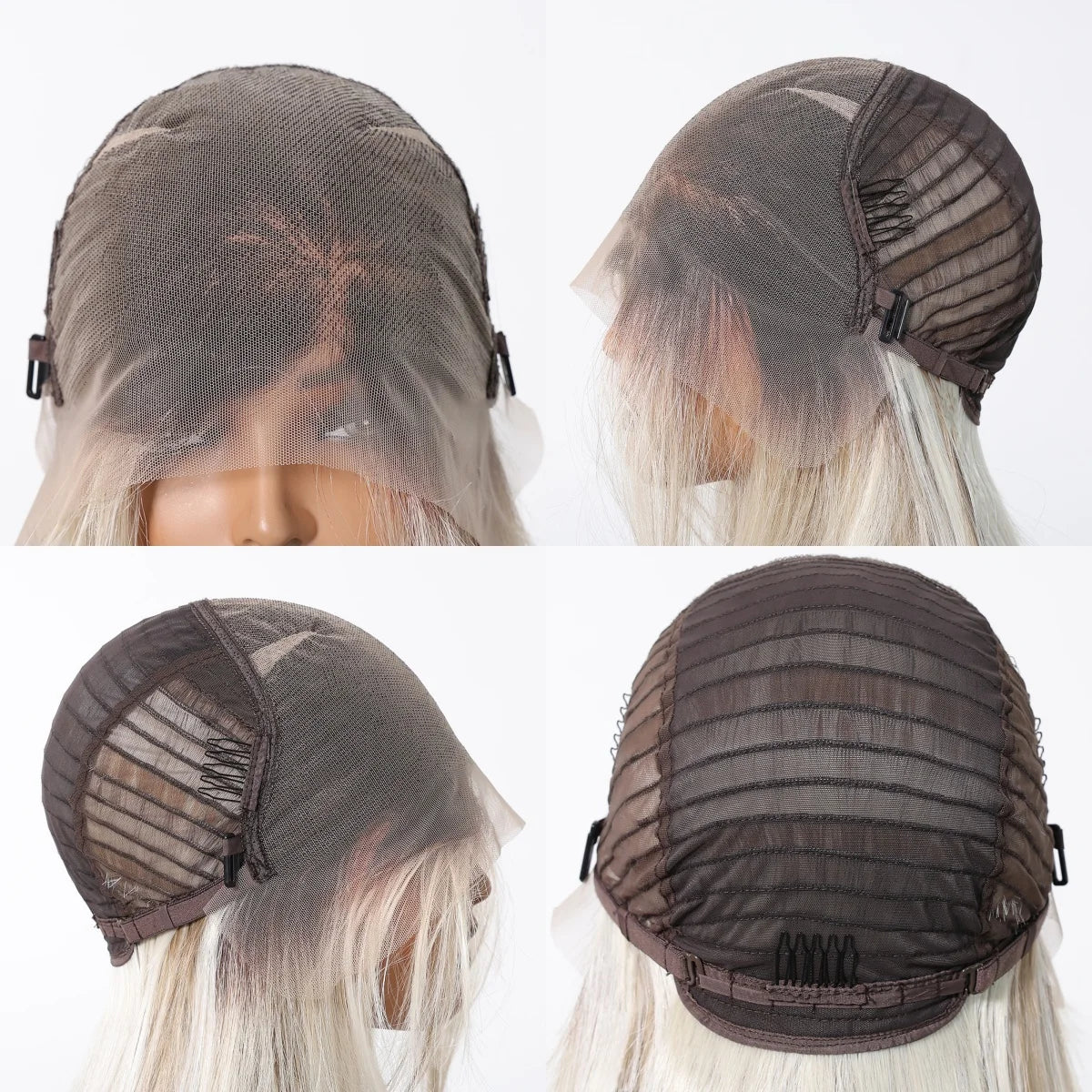 Ombre Blonde Platinum Synthetic Lace Frontal Wigs Long Straight 13*6 Lace Front Wigs for Women Daily Heat Resistant Hairline Wig