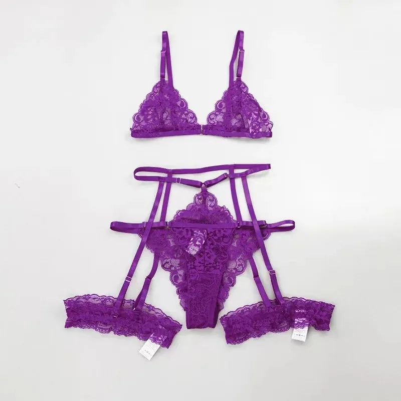 The 3-Piece Sheer Lace Sleepwear Set