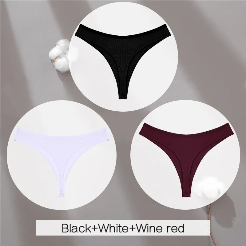 The 3-Pack Solid Color Cotton G-String