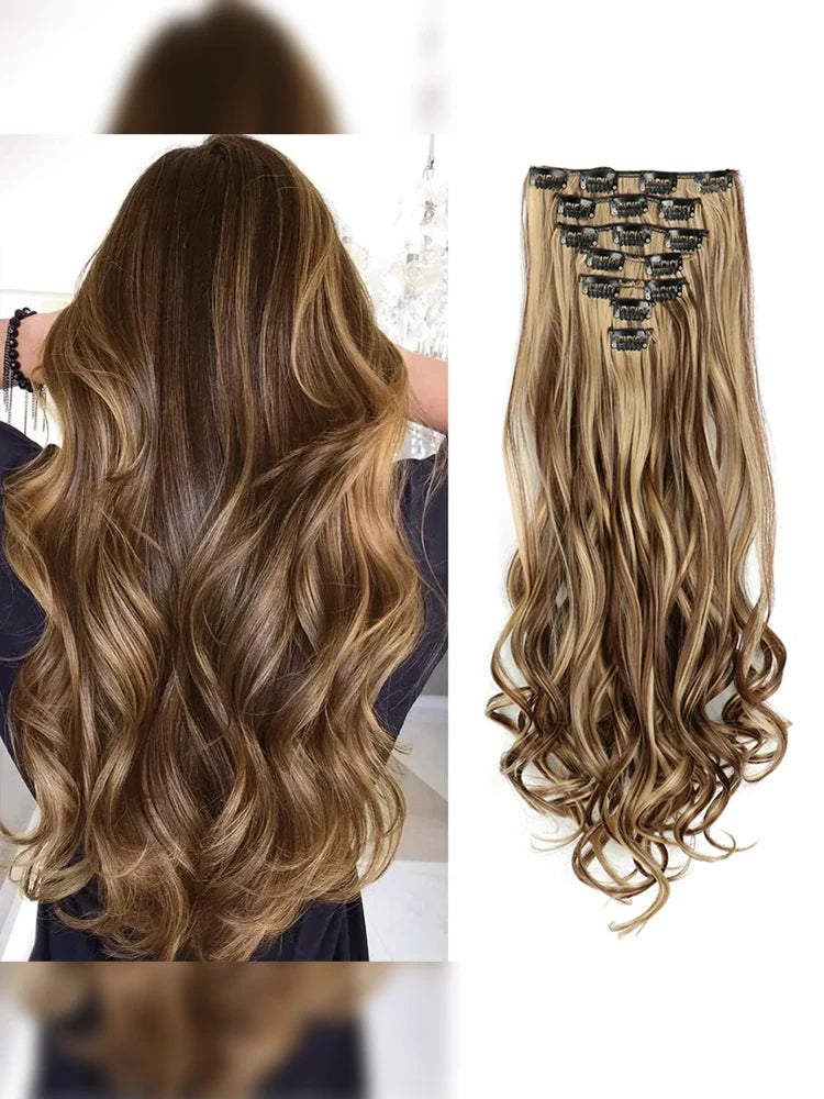 The 22-Inch Full Head Curly Wavy Clip-In Set (7pcs)