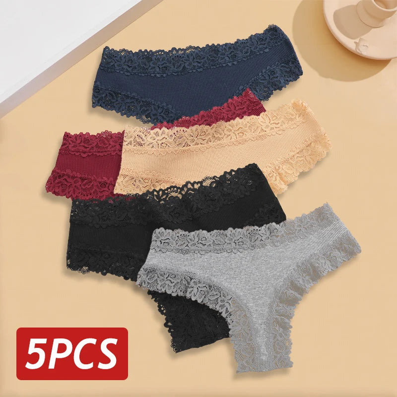 The 5-Pack Lace Seamless Brazilian Set