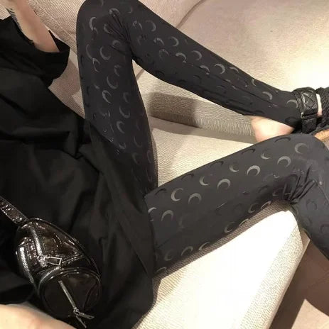 Fashion High Street Casual Women's High Waist Printed Bottom Pants New Women Reflective Tight Elastic Outerwear Pants