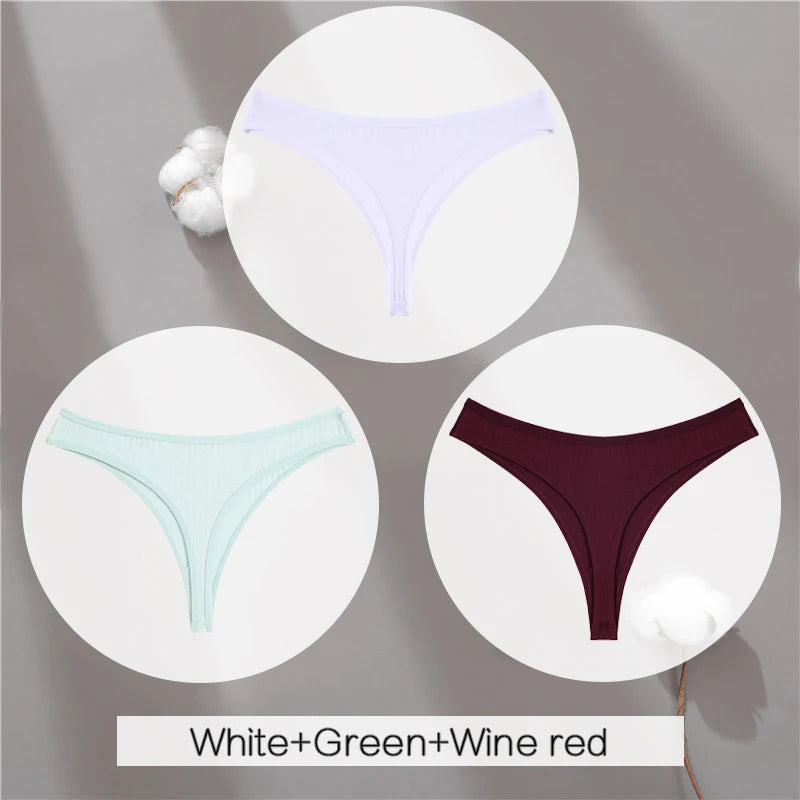 The 3-Pack Solid Color Cotton G-String