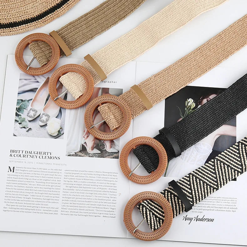 The Woven Straw Skinny Belt