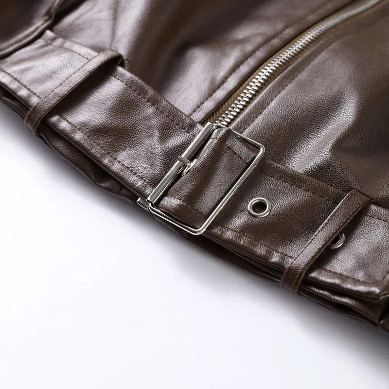 The Belted PU Bomber Jacket