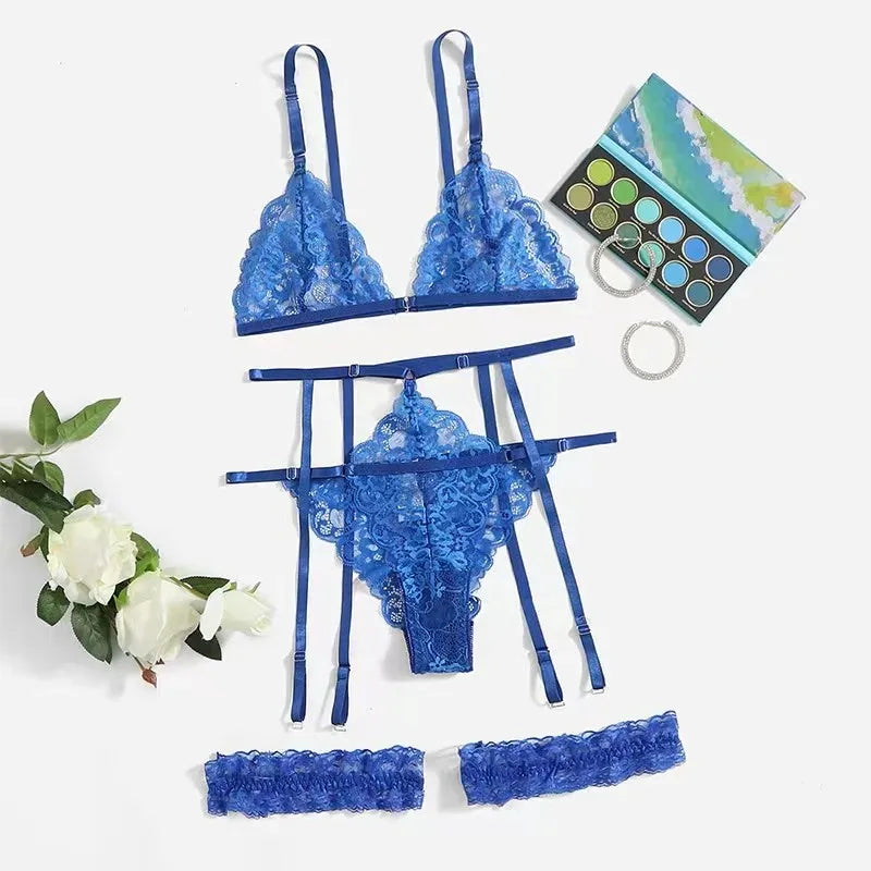 The 3-Piece Sheer Lace Sleepwear Set