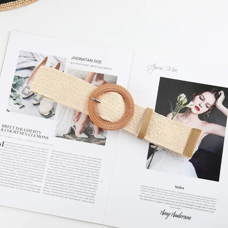 The Woven Straw Skinny Belt