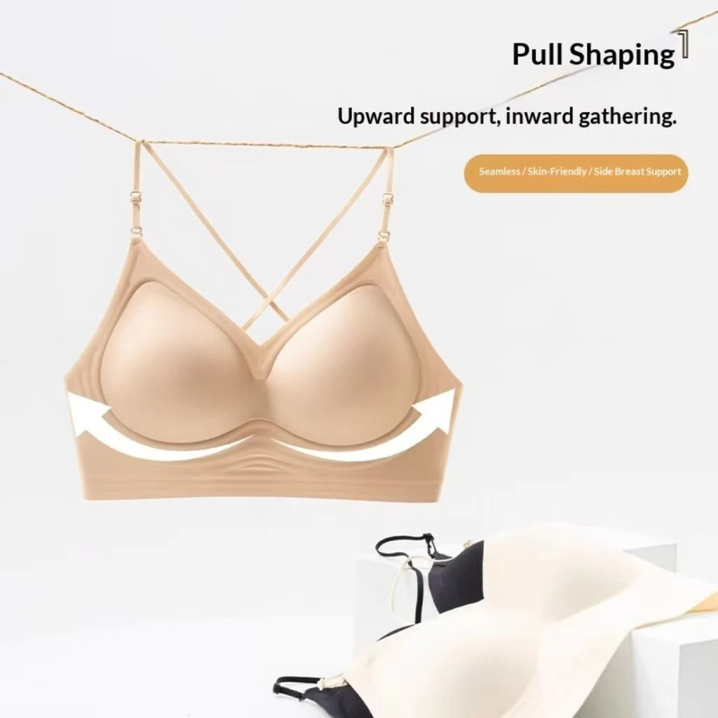 Women's Back-Enhancing Summer Bra: Thin-Strapped, Pushing-Up, Backless, Seamless, Neck-Hook, Modest, Sexy and Comfortable Bra
