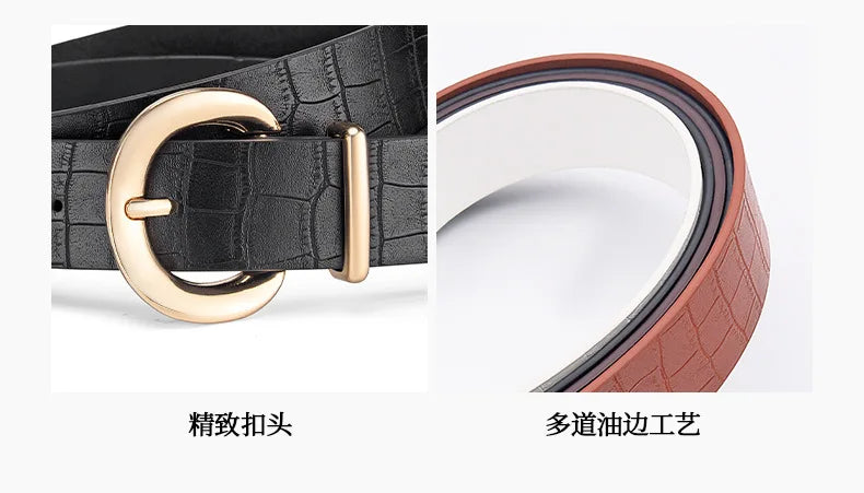 The Alligator Pattern Gold Buckle Belt