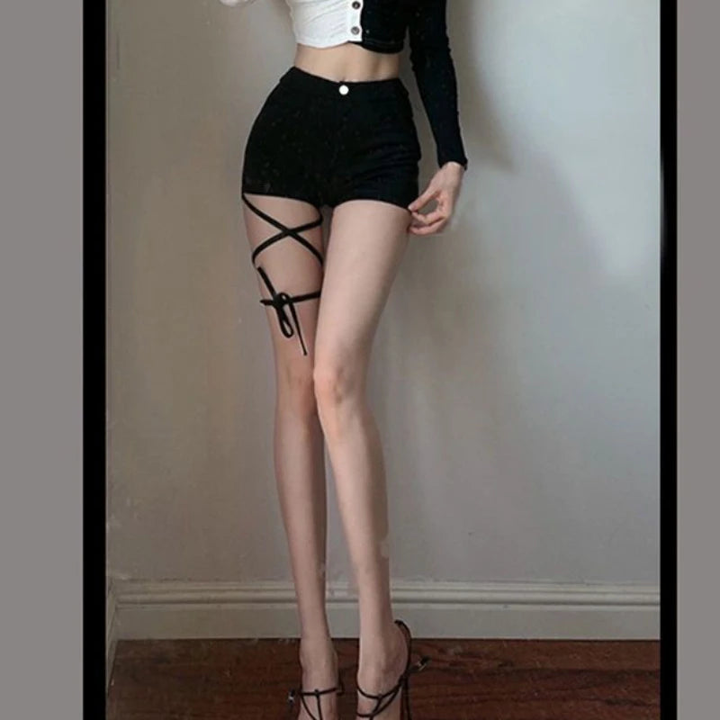 Shorts Women Bandage Skinny Hotsweet Solid Dancer High Waist Chic Korean Style Sexy Tender New All-match Fashion Harajuku Summer