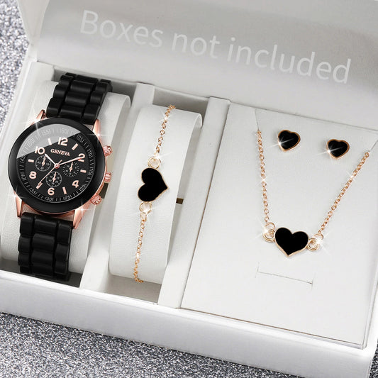 The Silicone Band Watch Jewelry Set (5pcs)