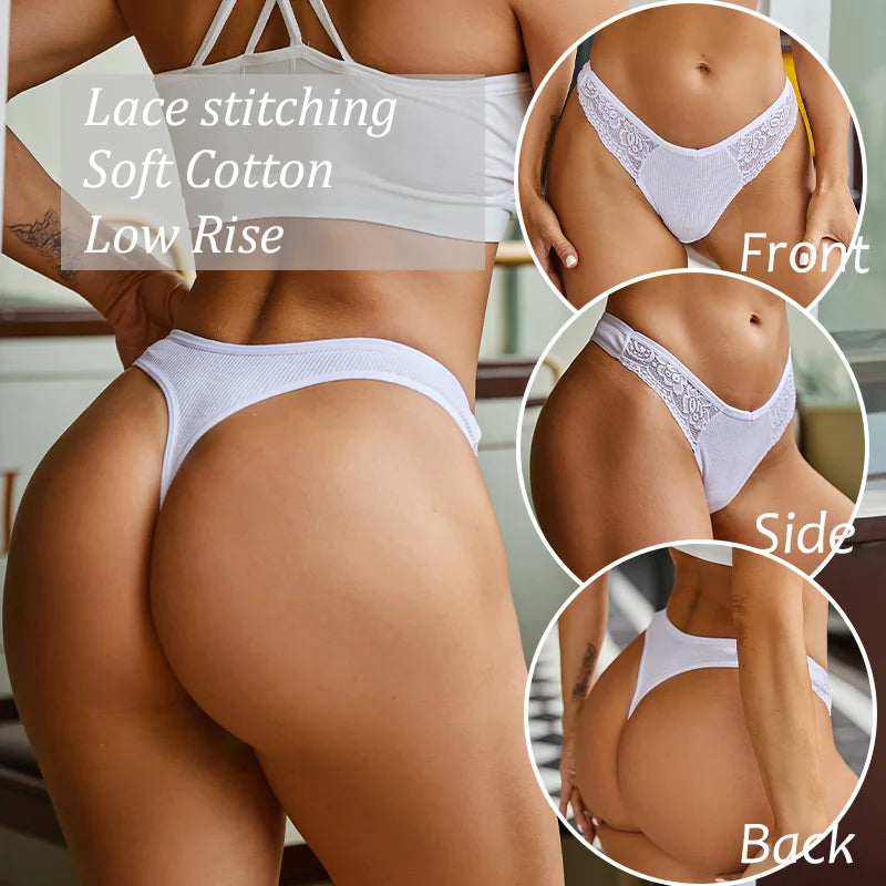 The 4-Pack Cotton Lace G-String Set