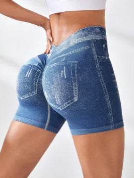 The V-Back Faux Denim Short