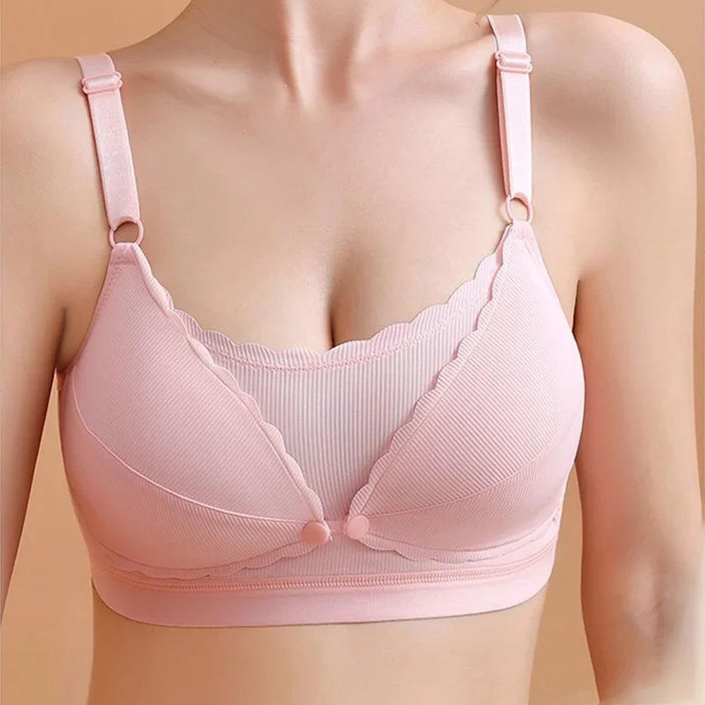Women Push Up Bra Prevent Sagging Wire Free Bras Breathable Pads Underwear Adjustable Bralette Wireless Gathered Brassiere