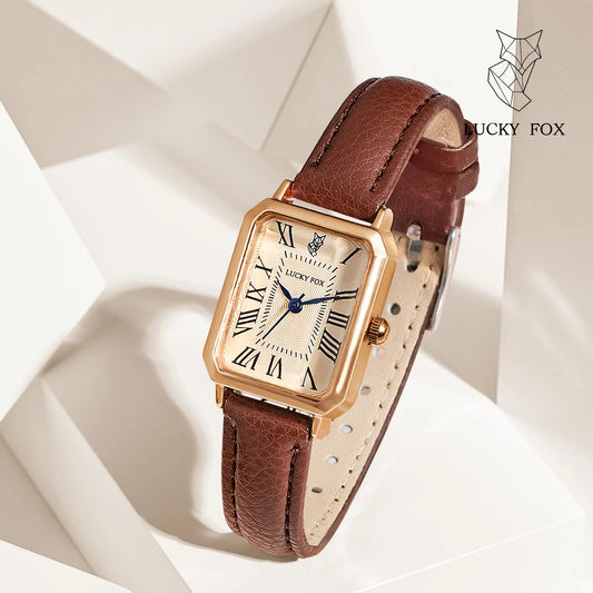 The Retro Digital Dial Square Leather Watch