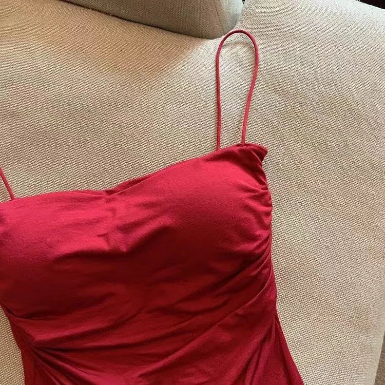 Sexy Short Top With Thin Straps Plain White Tank Top Korean Style Women's Sleeveless Top Tank Underwear Fitted Camisole