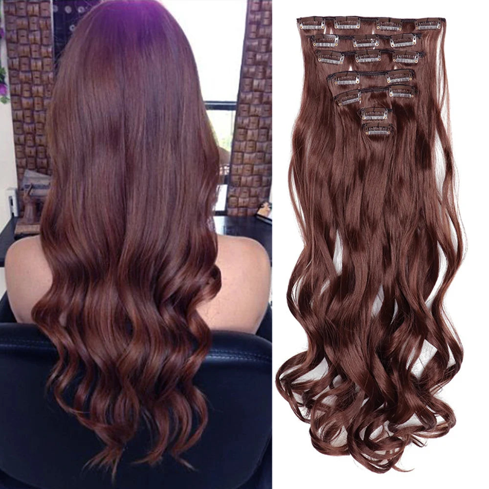 The 22-Inch Full Head Curly Wavy Clip-In Set (7pcs)