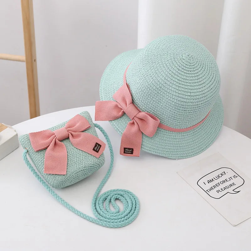 The Wide Brim Lace Straw Hat & Bag Set
