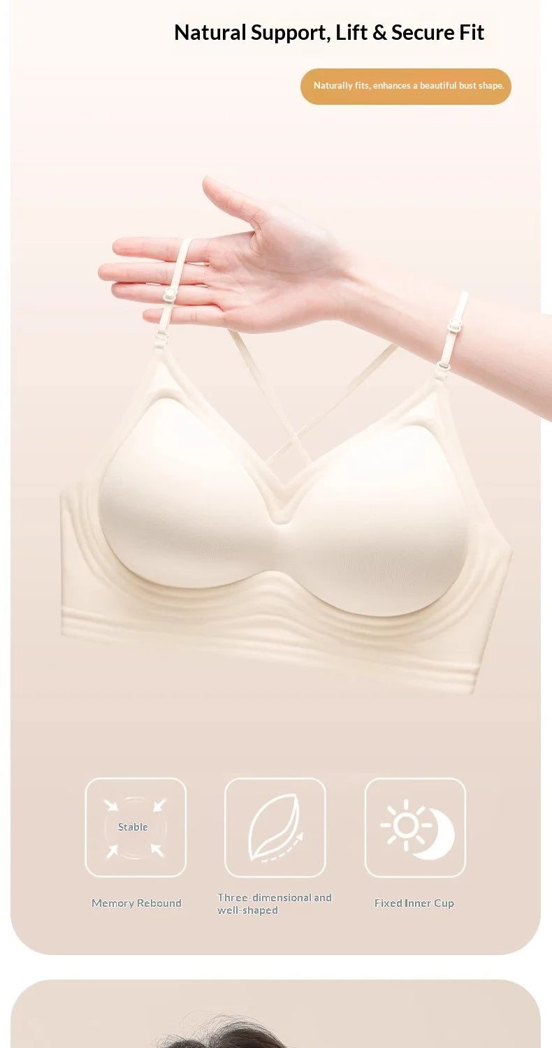 Women's Back-Enhancing Summer Bra: Thin-Strapped, Pushing-Up, Backless, Seamless, Neck-Hook, Modest, Sexy and Comfortable Bra
