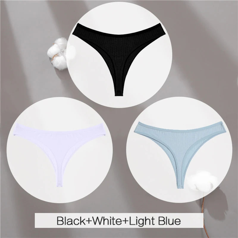 The 3-Pack Solid Color Cotton G-String