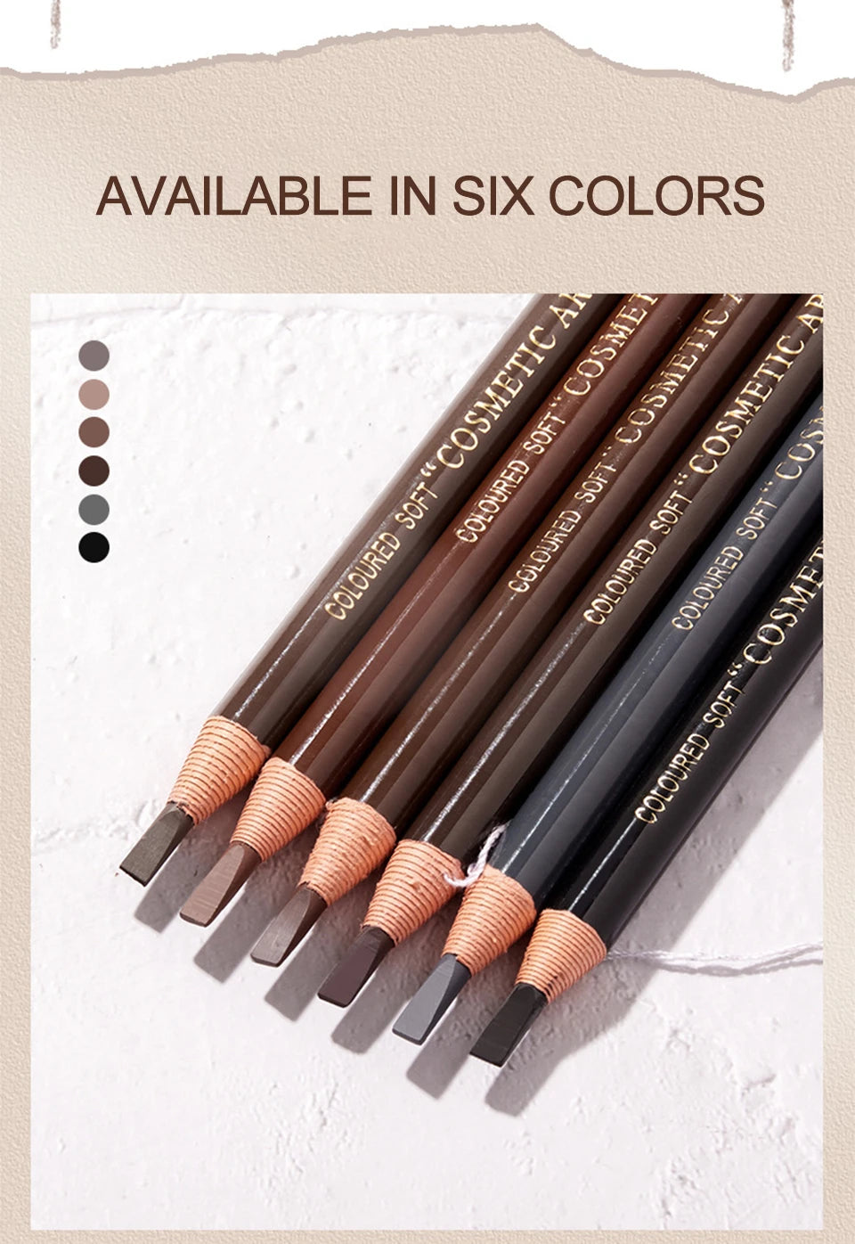 The 6-Color Waterproof Brow Pencil