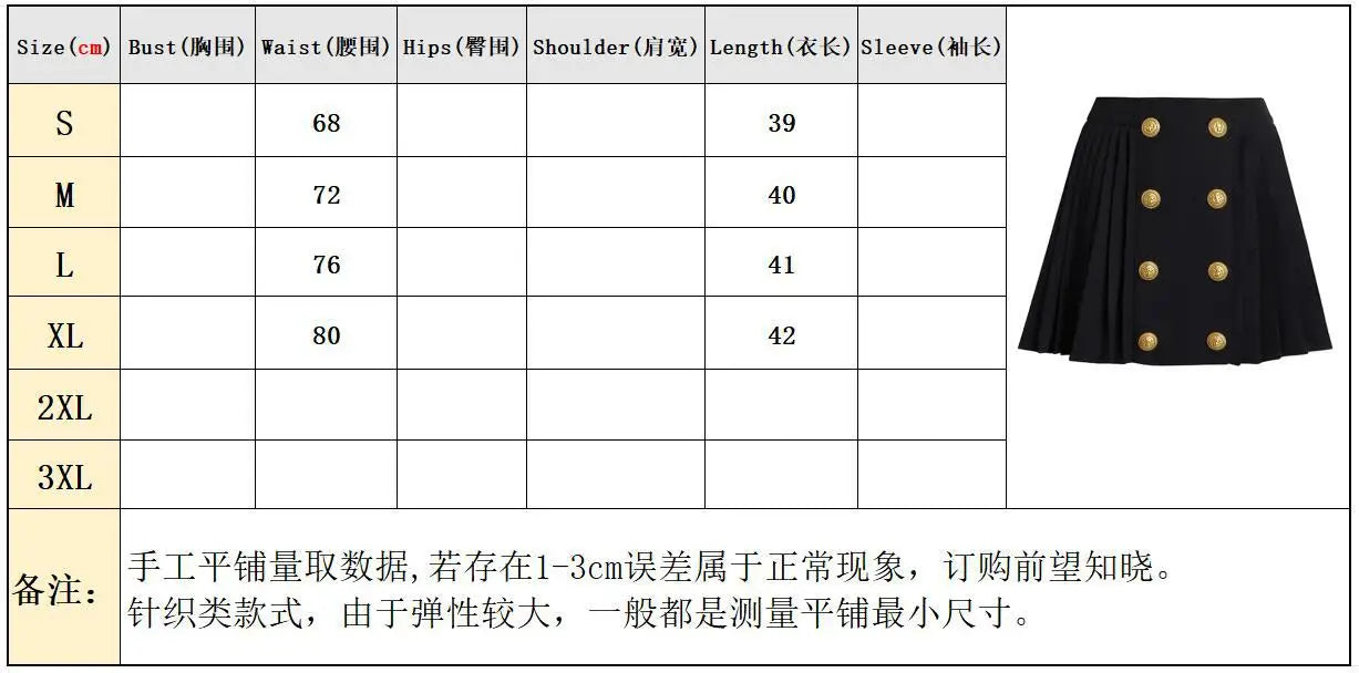 S-xl Black And White High-quality Fashionable Solid Color New Side Pleated Double Row Button Casual Commuting Women Short Skirt