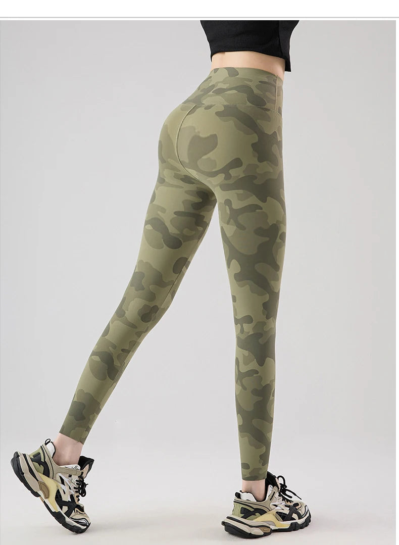 BIVIGAOS Spring Summer New Seamless Camouflage Sharkskin Leggings Women Fashion High Waist Casual Sports Tights Fitness Leggings