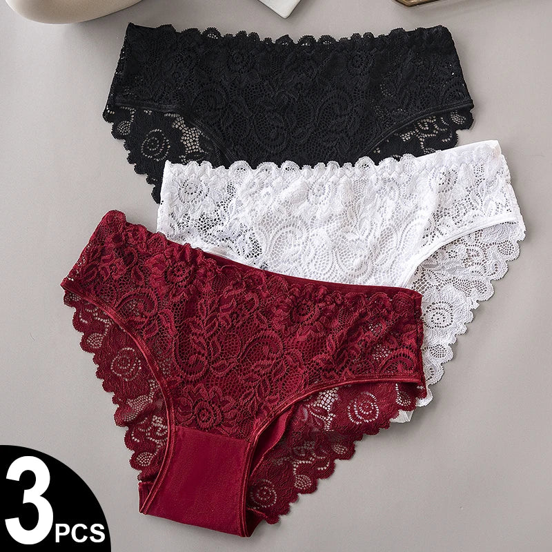 The 3-Pack Floral Embroidery Lace Brief