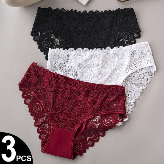The 3-Pack Floral Embroidery Lace Brief