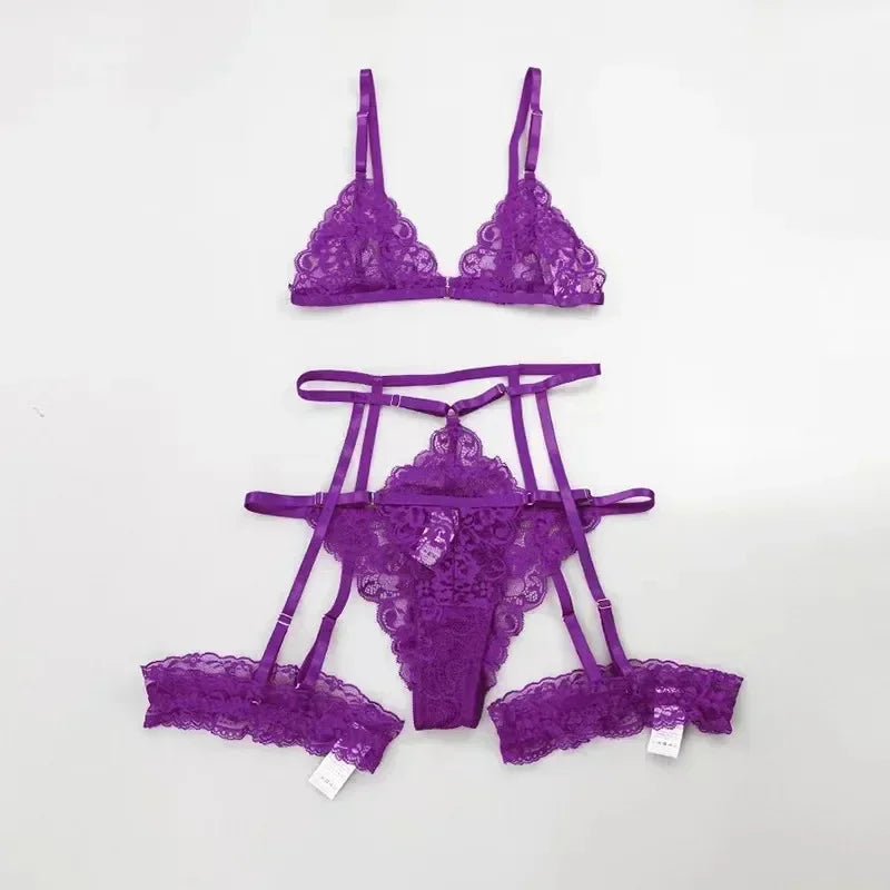 The 3-Piece Sheer Lace Sleepwear Set