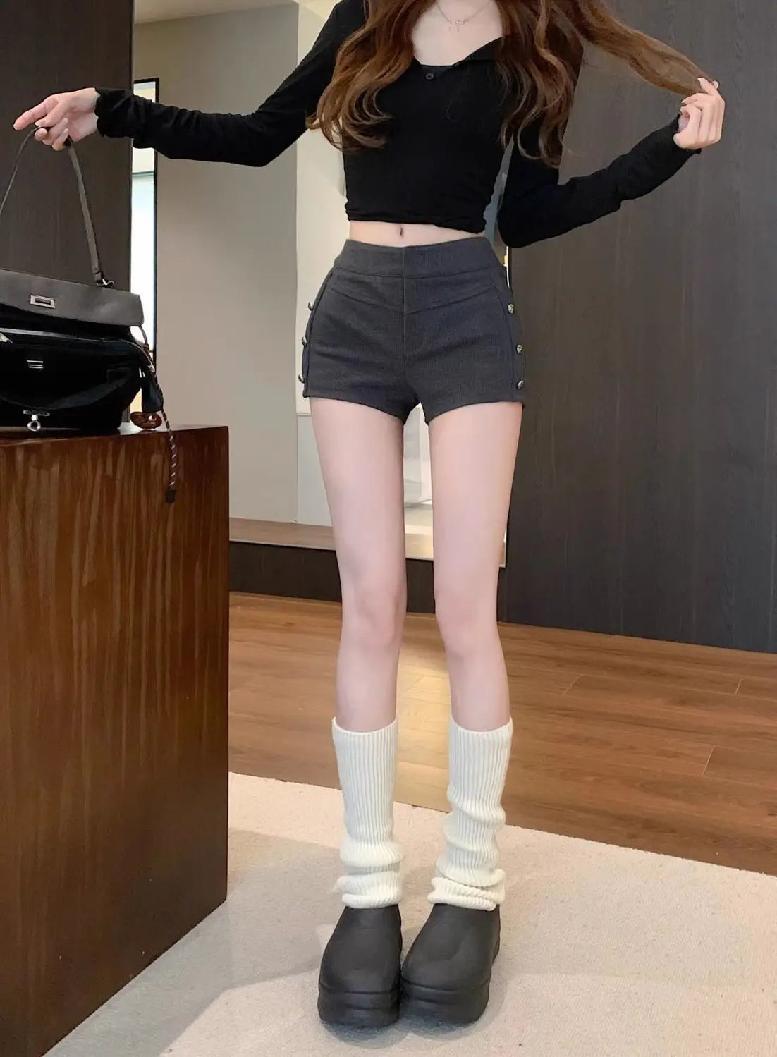 Female Short Pants Black Booty Skinny Willow Ding Women's Shorts Flowy Streetwear Korean Style Elegant Hot Comfy Youthful Jorts