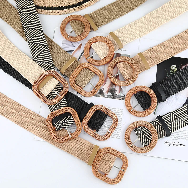 The Woven Straw Skinny Belt