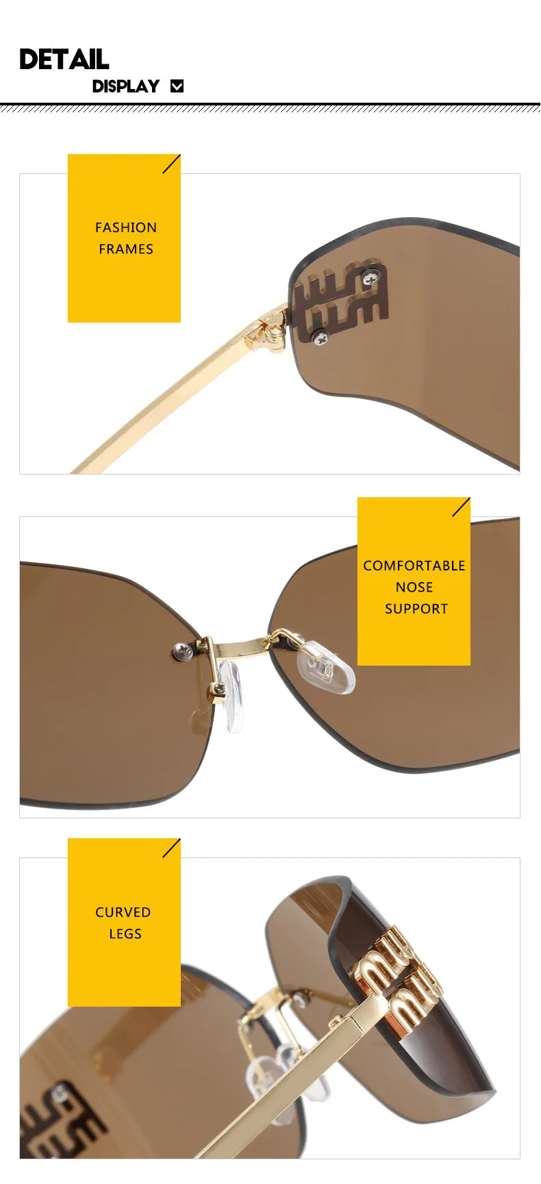 The Vintage Rimless Curved Lens Sunglasses