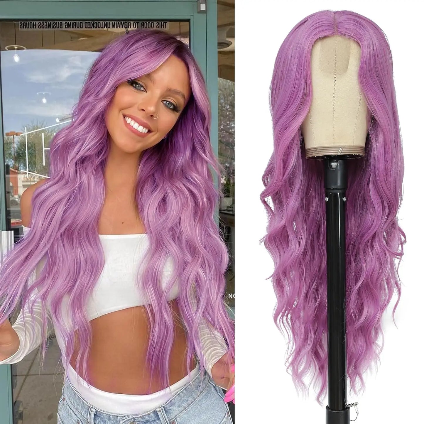The 26-Inch Middle Part Lace Wavy Wig