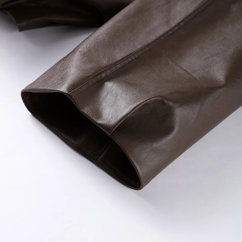 The Belted PU Bomber Jacket