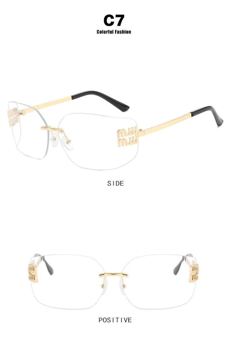 The Vintage Rimless Curved Lens Sunglasses