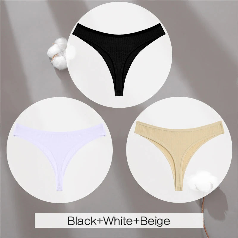 The 3-Pack Solid Color Cotton G-String