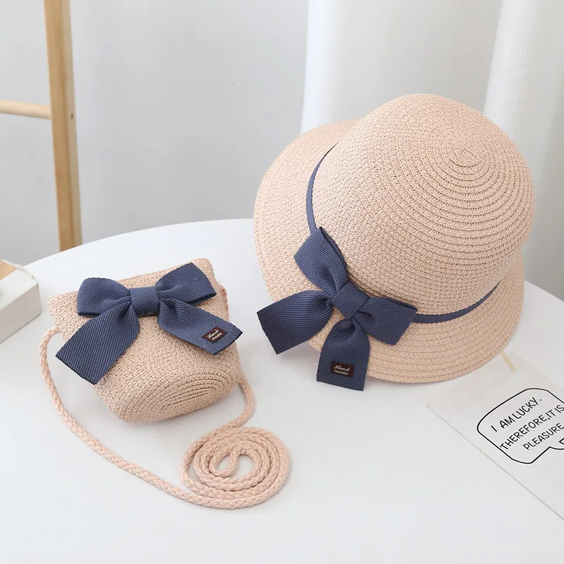 The Wide Brim Lace Straw Hat & Bag Set