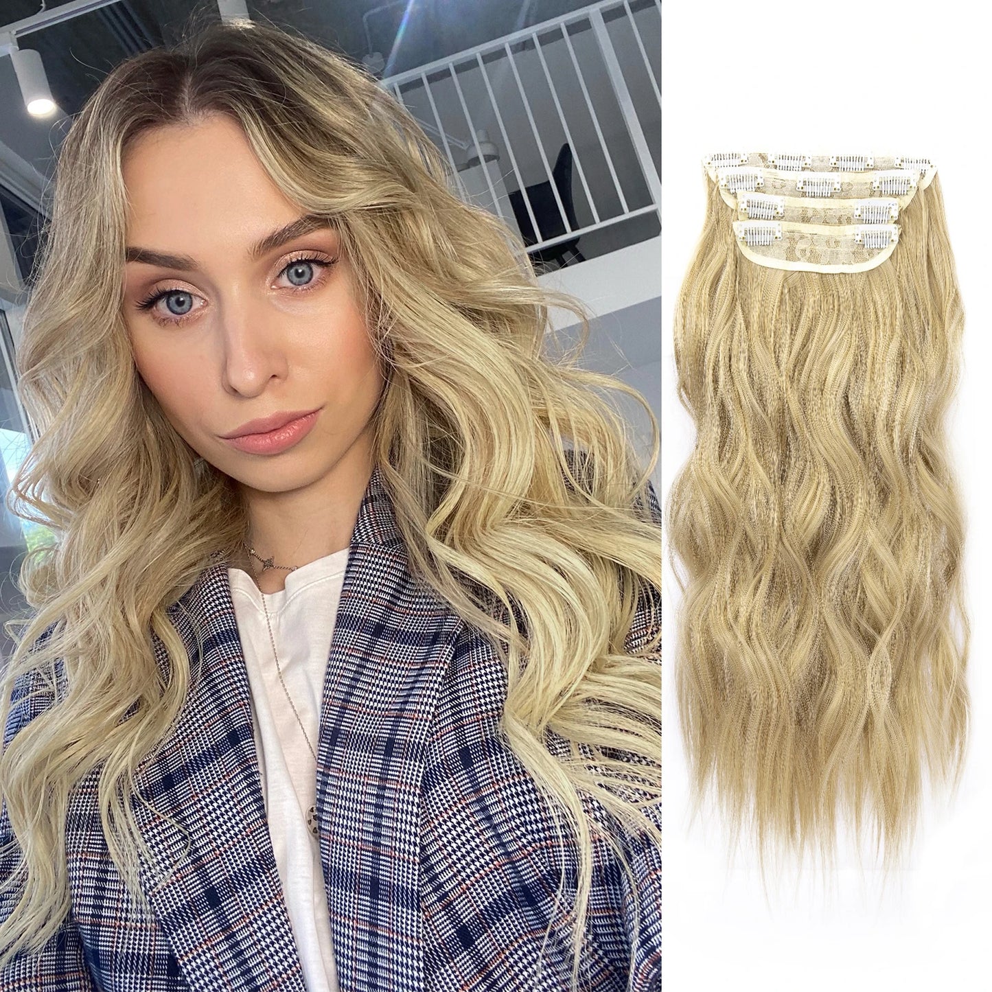 The 20-Inch Long Wavy Clip-In Hairpiece Set (4pcs)