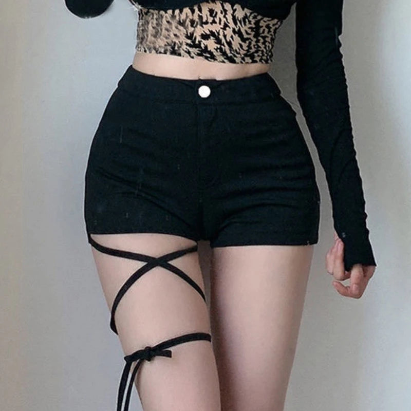 Shorts Women Bandage Skinny Hotsweet Solid Dancer High Waist Chic Korean Style Sexy Tender New All-match Fashion Harajuku Summer