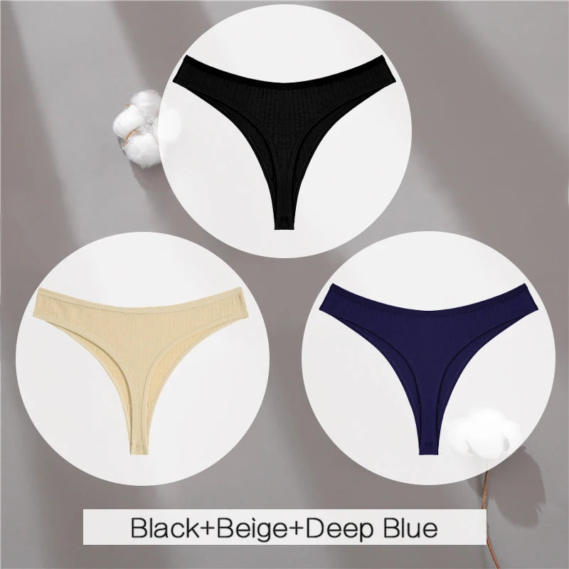 The 3-Pack Solid Color Cotton G-String