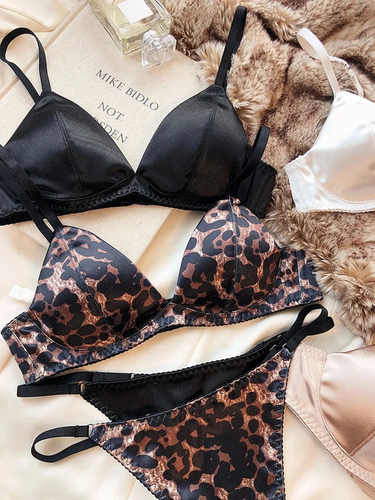 The Silk Triangle Cup Bra and Thong Set
