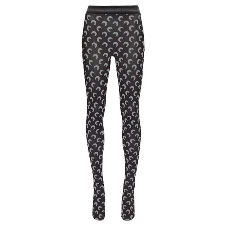 Fashion High Street Casual Women's High Waist Printed Bottom Pants New Women Reflective Tight Elastic Outerwear Pants