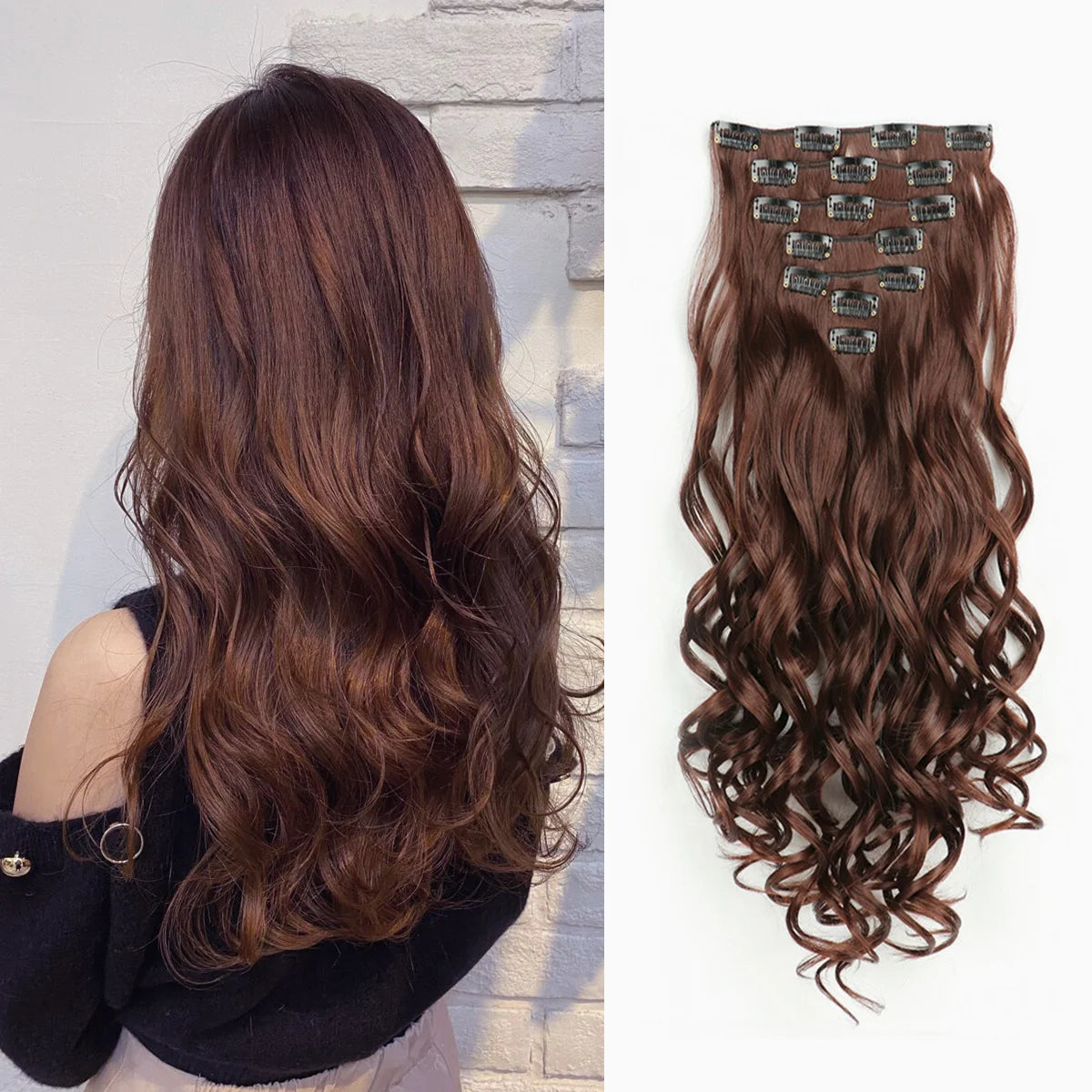 The 22-Inch Full Head Curly Wavy Clip-In Set (7pcs)